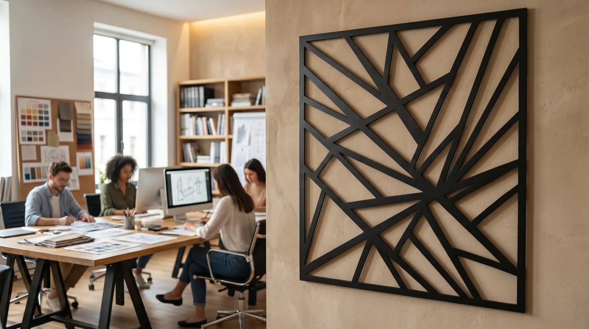Cuadro metálico geométrico angular en hierro negro